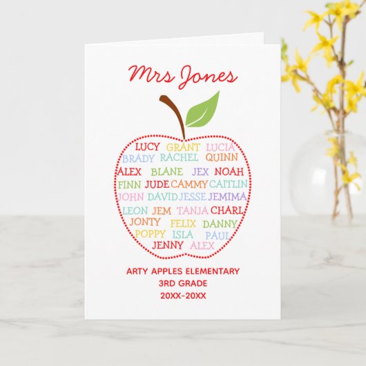 klassenamen leraar dank je appelwoord kunst kaart (Gele Bloem)