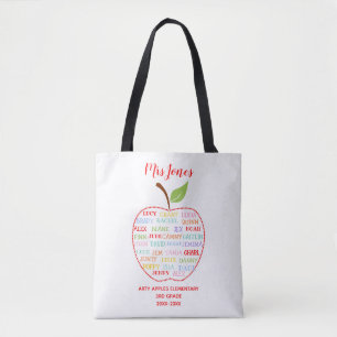klassenamen leraar dank je appelwoord kunst tote bag