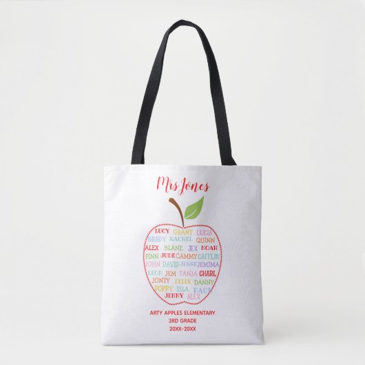 klassenamen leraar dank je appelwoord kunst tote bag (Voorkant)