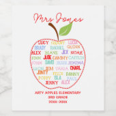 klassenamen leraar dank je appelwoord kunst wijn etiket (Enkel label)