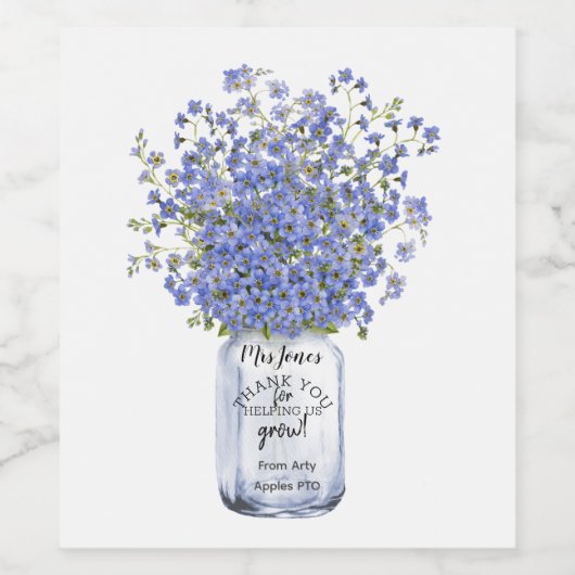 klassenamen leraar dank je bloemen wijn etiket (Enkel label)