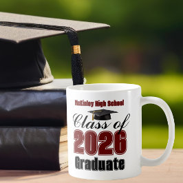 Klassengeschenk einjarig examen 2026 in roodbruin koffiemok
