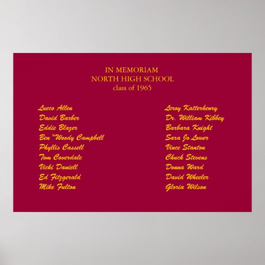 klassenreünie in het memorium poster (Voorkant)