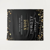 Klassentreffen Welkom Zwarte Goud Sterren Confetti Wandkleed (Voorkant (horizontaal))