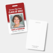 Klassenuitnodiging Rood en Wit Foto ID Badge (Voor- en achterkant)