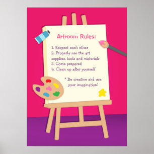 Klasseregels Kunst Schilderen Kinderen Kunstles Ka Poster