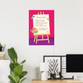Klasseregels Kunst Schilderen Kinderen Kunstles Ka Poster (Thuiskantoor)