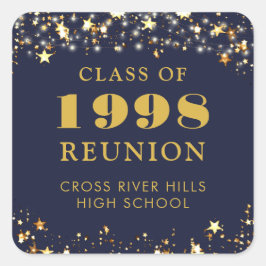 Klassereünie Marineblauw Gouden Sterren Persoonlij Vierkante Sticker
