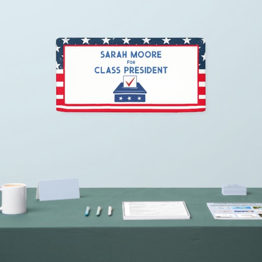 Klassestemming" Blauw en rood Verkiezingsschool Spandoek (Beurs)