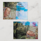 KLASSIC BEAUTY MONOGRAM, antiek helderblauw Visitekaartje (Voorkant / Achterkant)