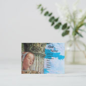 KLASSIC BEAUTY MONOGRAM, antiek helderblauw Visitekaartje (Staand voorkant)