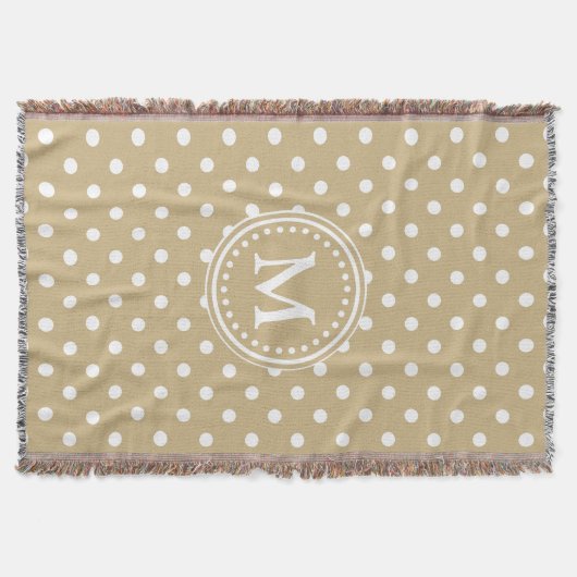 Klassic Khaki en White Polka Dot Monogram Deken (Voorkant)