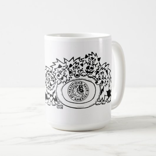 Klassiek 15 oz. mok met KCA-illustraties (Voorkant rechts)