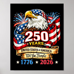Klassiek 1776-2026 Amerikanen 4 juli 250 jaar Poster