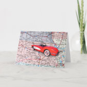 Klassiek 1960 rood corvette op kaart (Voorkant)