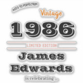 Klassiek 1986 Retro – 40e Verjaardag Sticker (Voorkant)