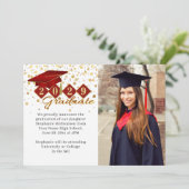 Klassiek 2 Foto Afstuderen Red en Gold Aankondiging (Staand voorkant)