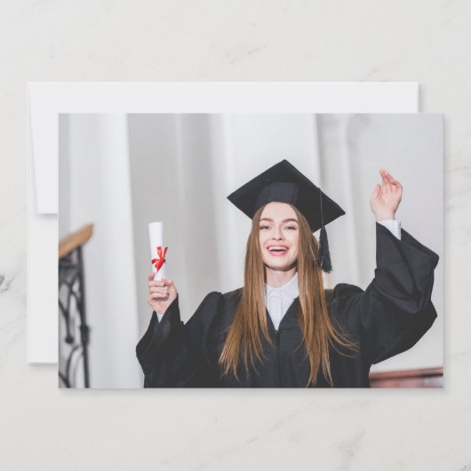 Klassiek 2 Foto Afstuderen Red en Gold Aankondiging (Achterkant)