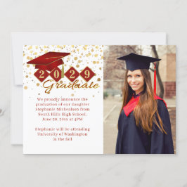 Klassiek 2 Foto Afstuderen Red en Gold Aankondiging