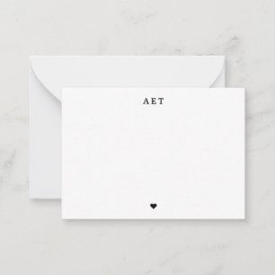 Klassiek 3 Initiaal Monogram met Een Hartje Notitiekaartje
