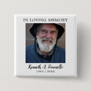 Klassiek Aandenken Funeral Favor Vierkante Button 5,1 Cm