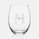 Klassiek aangepast monogram wijnglas zonder voet (Voorkant)