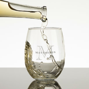 Klassiek aangepast monogram wijnglas zonder voet