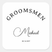 Klassiek aangepast script bruidsjonkers vel vierkante sticker (Voorkant)