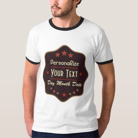 Klassiek aangepaste tekst Retro label T-shirt (Voorkant)