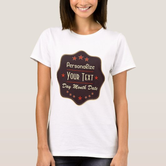 Klassiek aangepaste tekst Retro label T-shirt (Voorkant)