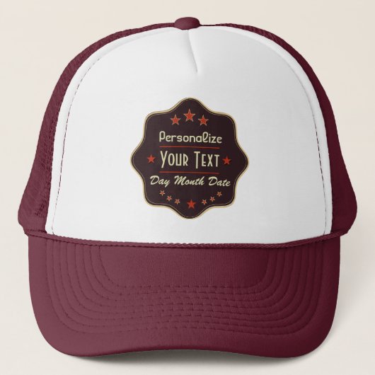 Klassiek aangepaste tekst Retro label Trucker Pet (Voorkant)