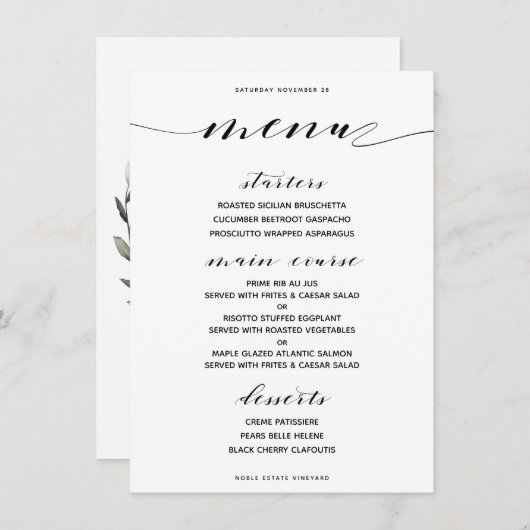 Klassiek Aanpasbaar Breed Diner Menu (Voorkant / Achterkant)