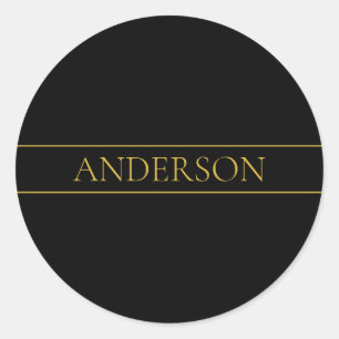 Klassiek aanpasbare gouden tekst en lijnen ronde sticker