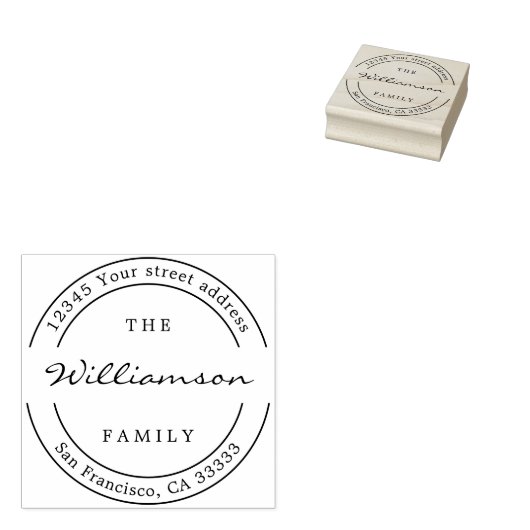 Klassiek adres familienaam rubberstempel (Gestempeld)