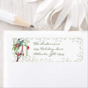 Klassiek adres van de Hummingbird Swirl Kerstkaart Etiket