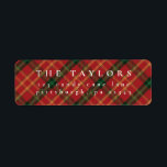 Klassiek afgeplakt kerstretour adreslabel etiket<br><div class="desc">Omarm de tijdloze vakantiestijl met ons klassieke kerst collectie met een traditioneel rood en groen plaid ontwerp. Deze design zijn ideaal voor het verspreiden van feestelijke gejuich en roepen warmte en nostalgie op, waardoor ze ideaal zijn voor kaarten, uitnodigingen en seizoensgebonden inrichting. Personaliseer elk item om een gezellige, klassieke touch...</div>