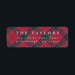Klassiek afgeplakt kerstretour adreslabel etiket<br><div class="desc">Omarm de tijdloze vakantiestijl met ons klassieke kerst collectie met een traditioneel rood en groen plaid ontwerp. Deze design zijn ideaal voor het verspreiden van feestelijke gejuich en roepen warmte en nostalgie op, waardoor ze ideaal zijn voor kaarten, uitnodigingen en seizoensgebonden inrichting. Personaliseer elk item om een gezellige, klassieke touch...</div>