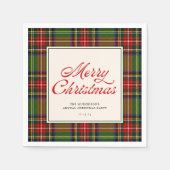 Klassiek afgespeeld retro script vrolijk kerstfees servet (Voorkant)