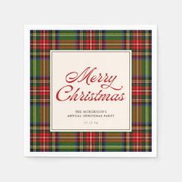 Klassiek afgespeeld retro script vrolijk kerstfees servet