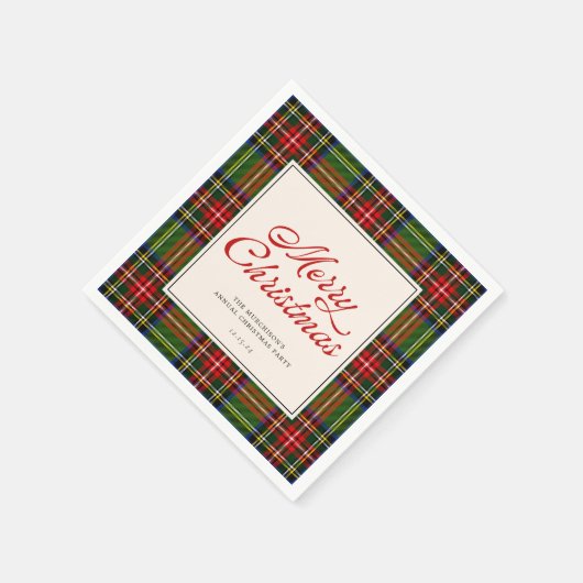 Klassiek afgespeeld retro script vrolijk kerstfees servet (Hoek)