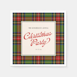 Klassiek afgespeeld retro script vrolijk kerstfees servet