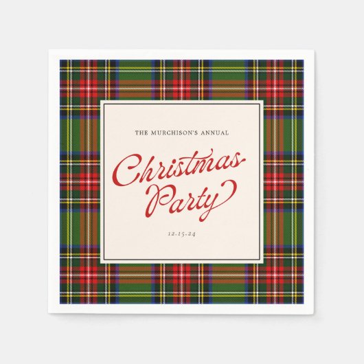 Klassiek afgespeeld retro script vrolijk kerstfees servet (Voorkant)