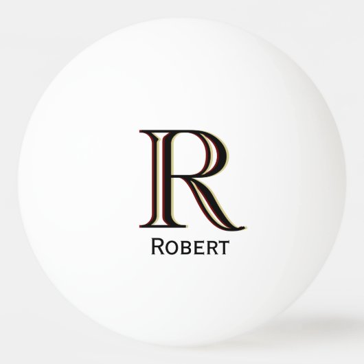Klassiek afspelen | Monogram Naam Chic Initiaal Pingpongbal (Voorkant)