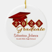 Klassiek Afstuderen rood en goud Keramisch Ornament (Achterkant)