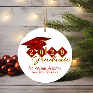 Klassiek Afstuderen rood en goud Keramisch Ornament