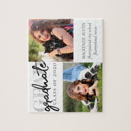 Klassiek Afstuderen | Zwarte en Witte Borstel 2 Fo Legpuzzel (Verticaal)