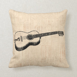 Klassiek Akoestisch Gitaar Script Papier Stijl Kussen