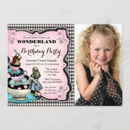 Klassiek Alice in Wonderland-verjaardagsfeestje Kaart