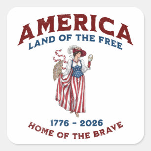 Klassiek Amerika 250e Verjaardag 1776-2026 Vierkante Sticker
