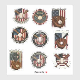 Klassiek Amerikaans Honkbal Patriottisch Tijdverdr Sticker
